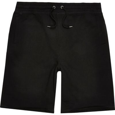 Black longer length jogger shorts